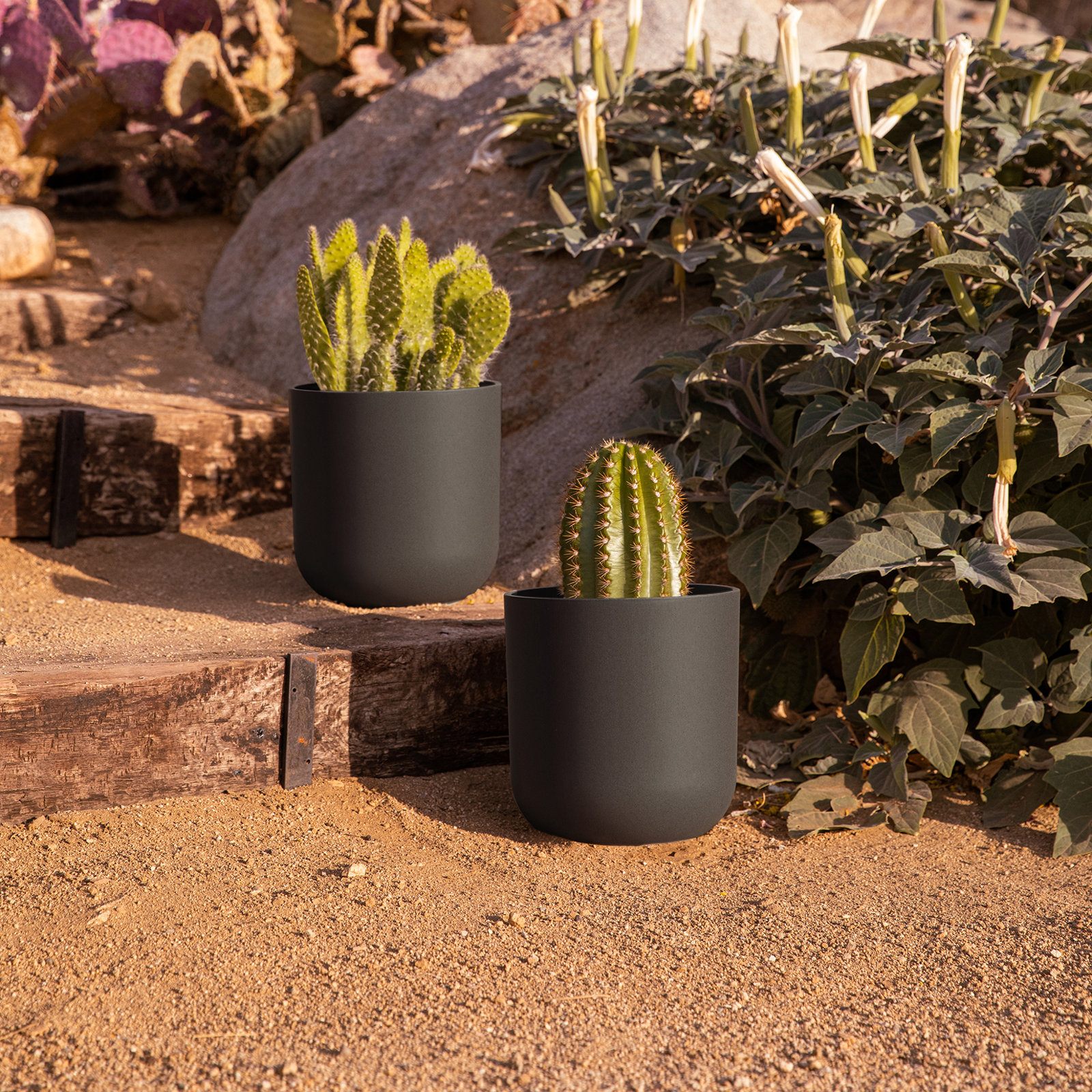Mason Series Kona Planter, Black, 2, 15.25" H x 15" W x 15" D