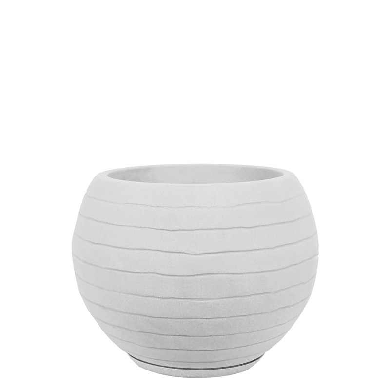 Clumm ECOBO 24.4 inches Eco-Friendly Round Pot Planter, Ravina Indoor/Outdoor Four Season Use, White