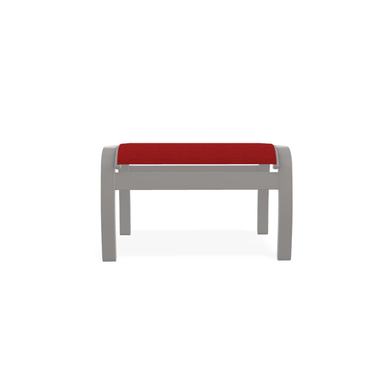 Belle Isle Outdoor Ottoman, Red 1D Sunbrella®, Textured Warm Gray
