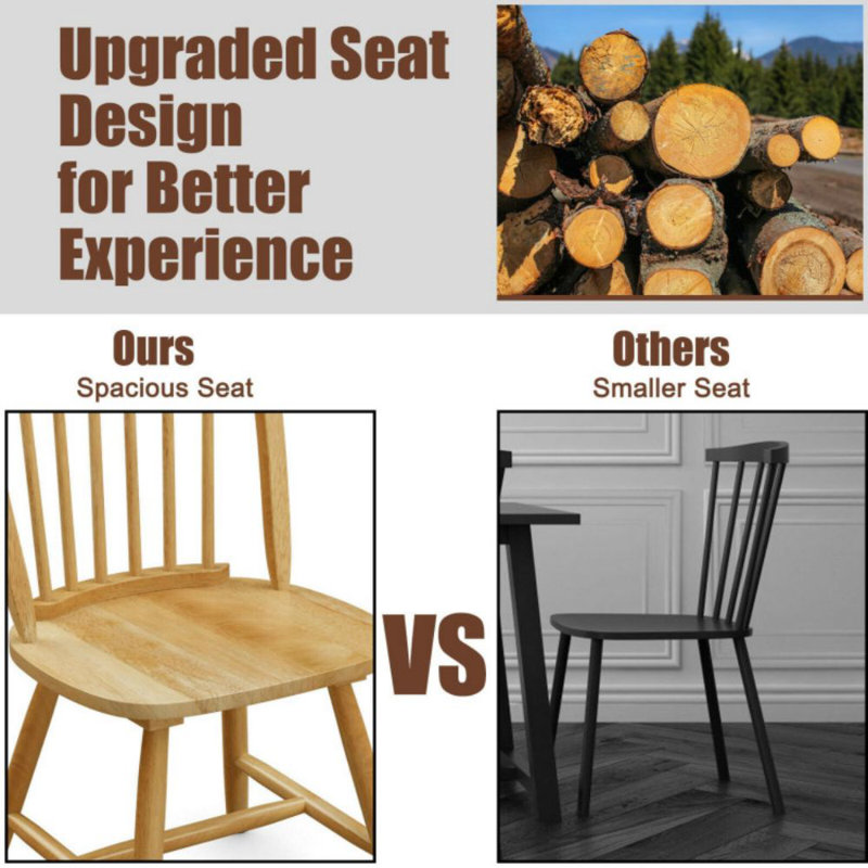 Natural Oak High Back Windsor Side Chair Set
