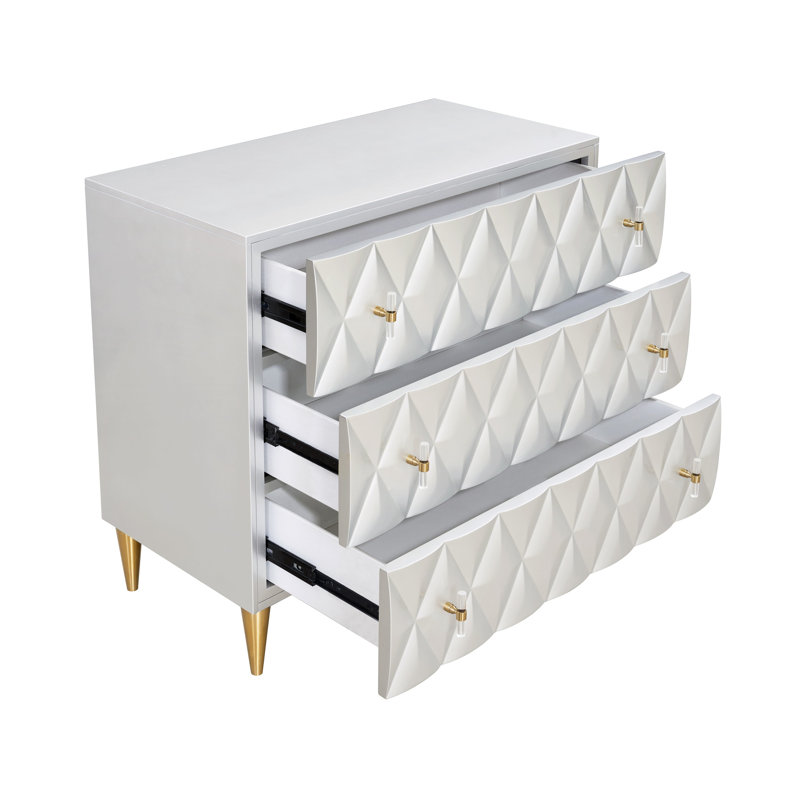 Console à 3 tiroirs Metallic Silver & Champagne