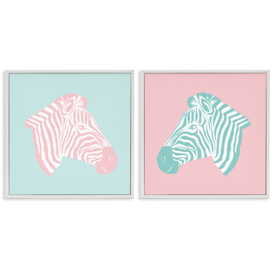  Ensemble de 2 giclées sur fond rose et bleu sarcelle par Martina Pavlova