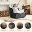Bouton gris sans accoudoirs - Fauteuil confortable, mousse à mémoire de forme à fort rebond, sans assemblage, fond en flanelle douce de luxe pour chambre à coucher, vision de télévision-1594360206