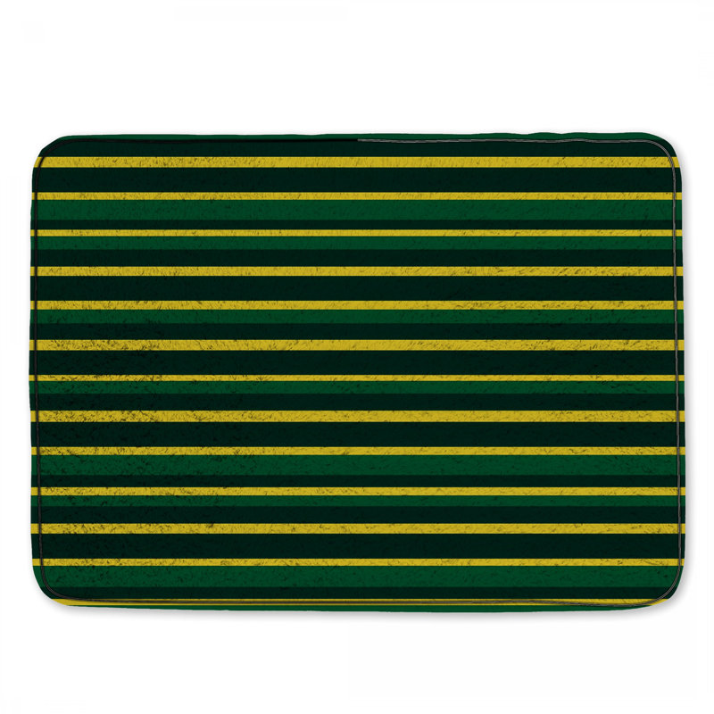 Tapis de bain à rayures, Simple - L 24 po x l 17 po, Vert / rayures jaunes