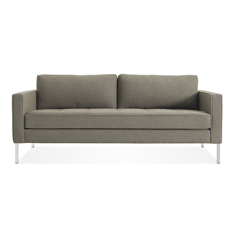 Paramount Sofa, Sanford Black Polyester Blend, Stainless Steel, 32" H x 95" W x 34" D