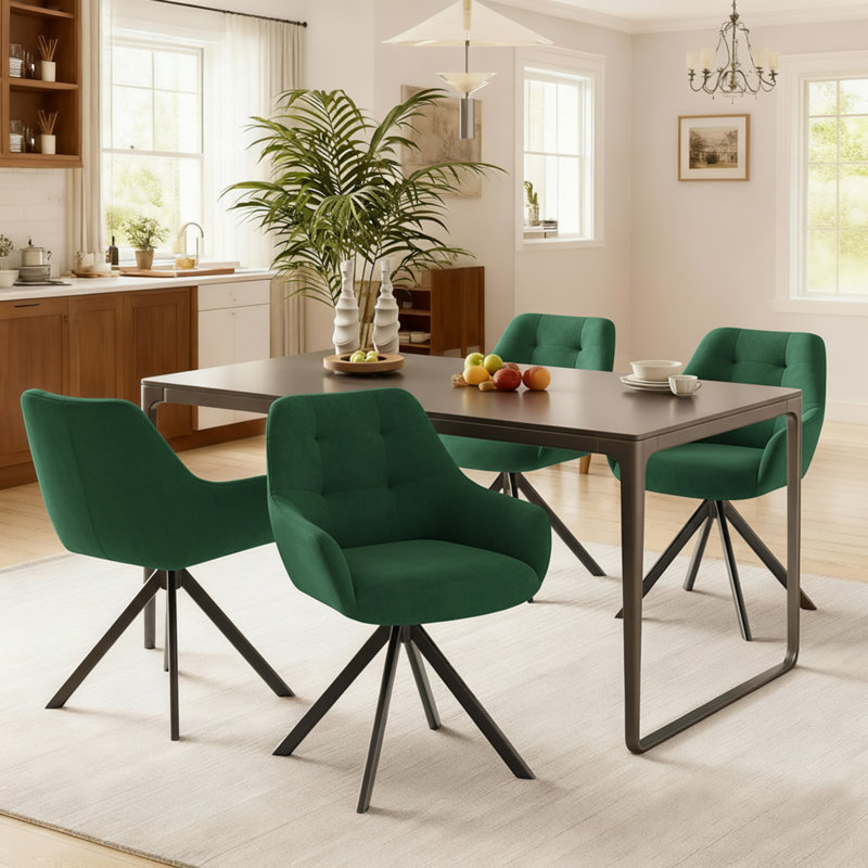 48cm H Fabric Upholstered Metal Upholstered Back Armchair, Green, 4