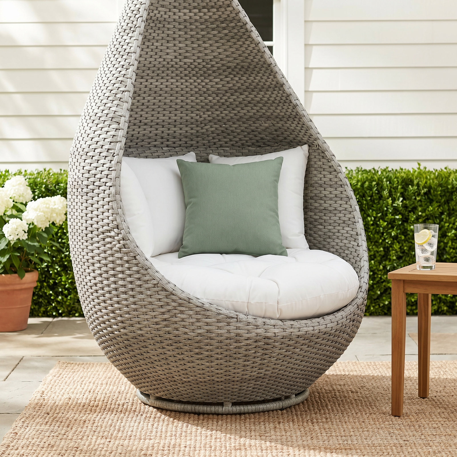 Grey Wicker Outdoor Egg Chair