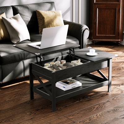 Table basse à plateau relevable avec rangement
