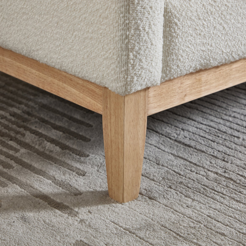Chaise d'appoint rembourrée avec 2 coussins, Bois naturel, Ivoire ivoire