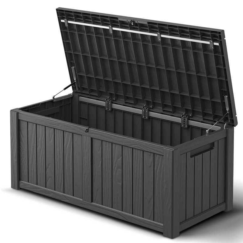 260 Gallon Outdoor Storage Box Waterproof with Lockable Lid, Black, 33.66" H x 57.87"W x 32.34" D