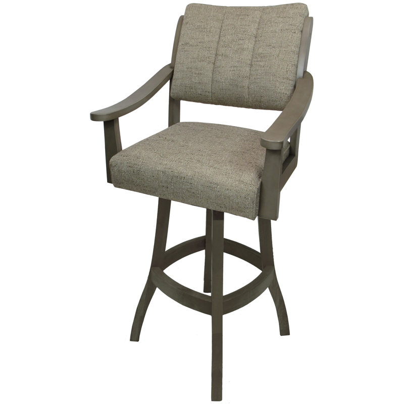 Tabouret de bar pivotant en bois massif de 30 po, Gris, Beige, Bar Stool (34” Seat Height)