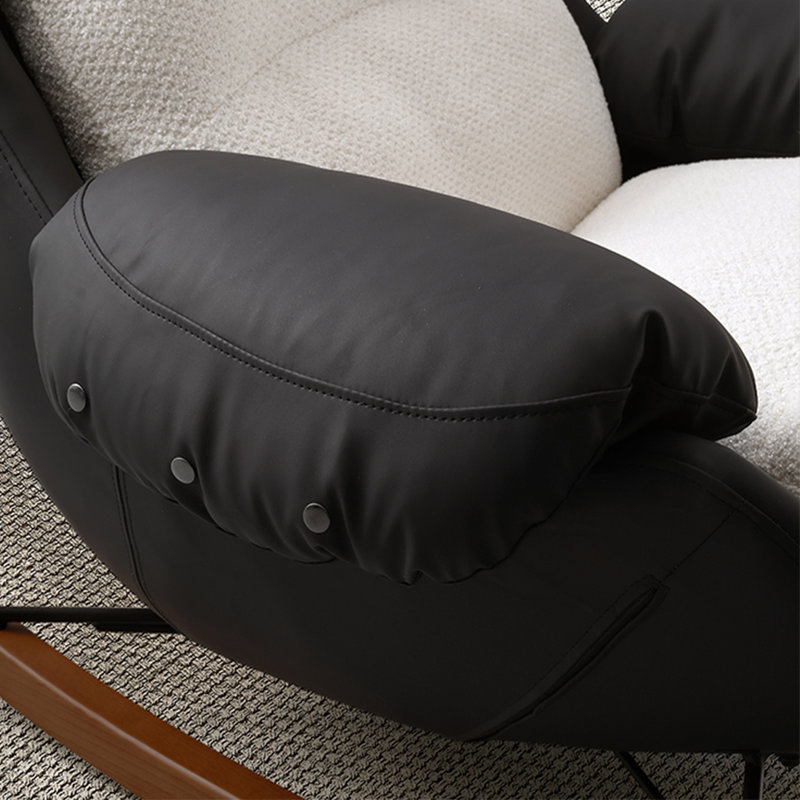Chaise berçante en bois massif, Blanc / noir