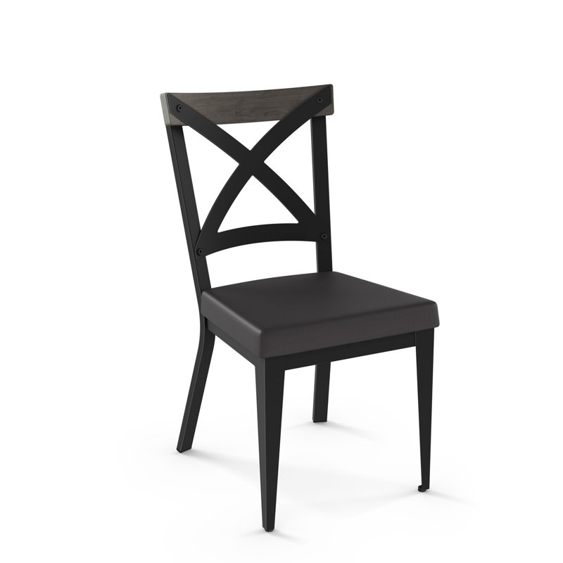 Chaise d'appoint rembourrée en métal Esmund, Charbon noir / gris