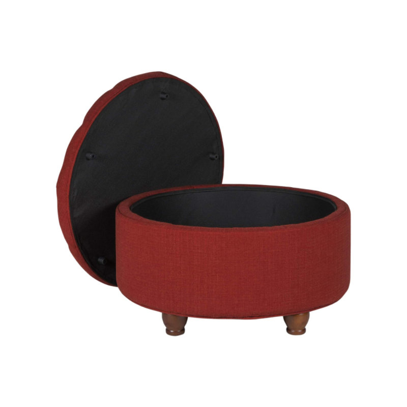 ROUND BUTTON-TUFTED WOVEN FOOTSTOOL