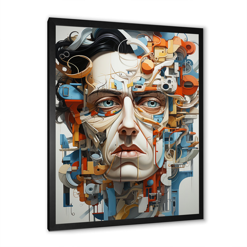 Ferruccio Surrealism Metamorphic Portrait II On Canvas Print, 32" H x 24" W x 1" D, Black Picture Framed