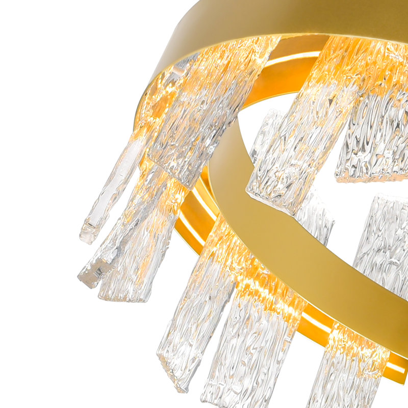 24'' Round Modern LED Chandelier in Satin Gold for Dining Room, Foyer, or Living Room – Integrated LED, Satin Gold