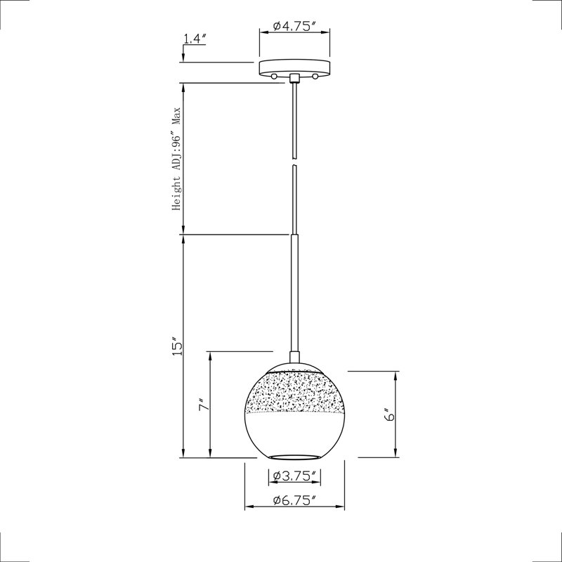 Madilynn 1 - Light Single Pendant, Black, Ombre, 15'' H x 6.75'' W x 6.75'' D