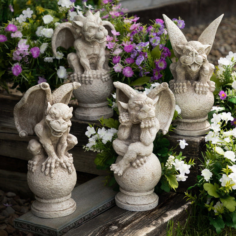 Ensemble de 4 statues de jardin 4 pièces