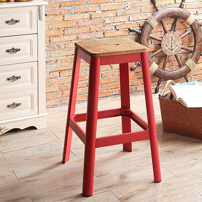 Tabouret de chambre rouge avec pieds en métal style poignée pratique dans un cadre dynamique pour, Rouge