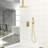 16 Inch Square Gold Shower System - Dual Head With Easy Installation Kit Function Ceiling Mount Rainfall And Clean Feature-121245240
