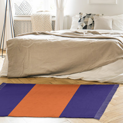 Tapis à rayures 4,6 pi x 5,5 po zone mauve/orange