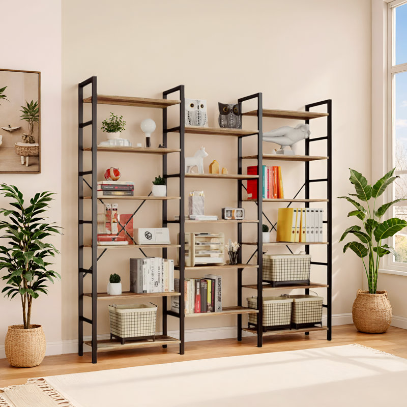 Etagere, (6 Shelves) 79"H x 69.3"W x 11.8"D, Brun