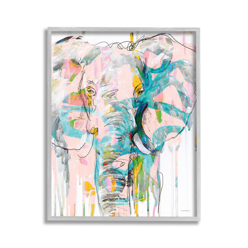 «Abstract Elephant Doodle», art de la giclée encadrée par Kamdon Kreations, Giclée encadrée blanc bord de mer