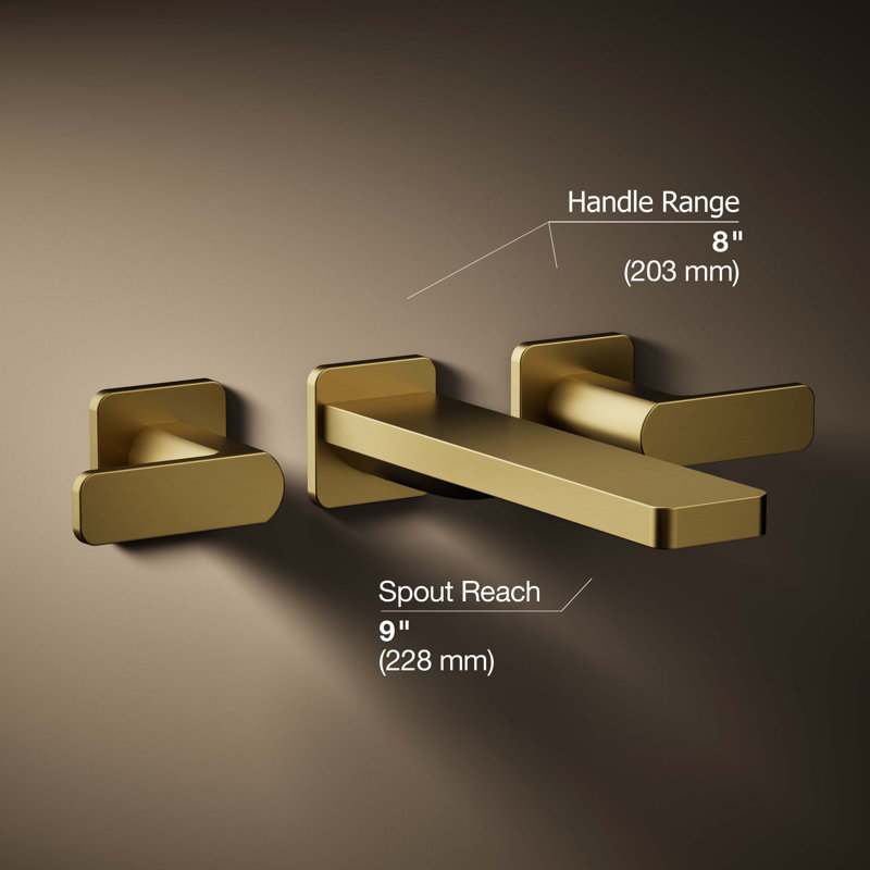 Parallel Wall Mount Bath Filler Trim, Vibrant Brushed Moderne Brass