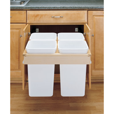Rev-A-Shelf Wood Top Mount Pull Out Quad Trash/Waste Container