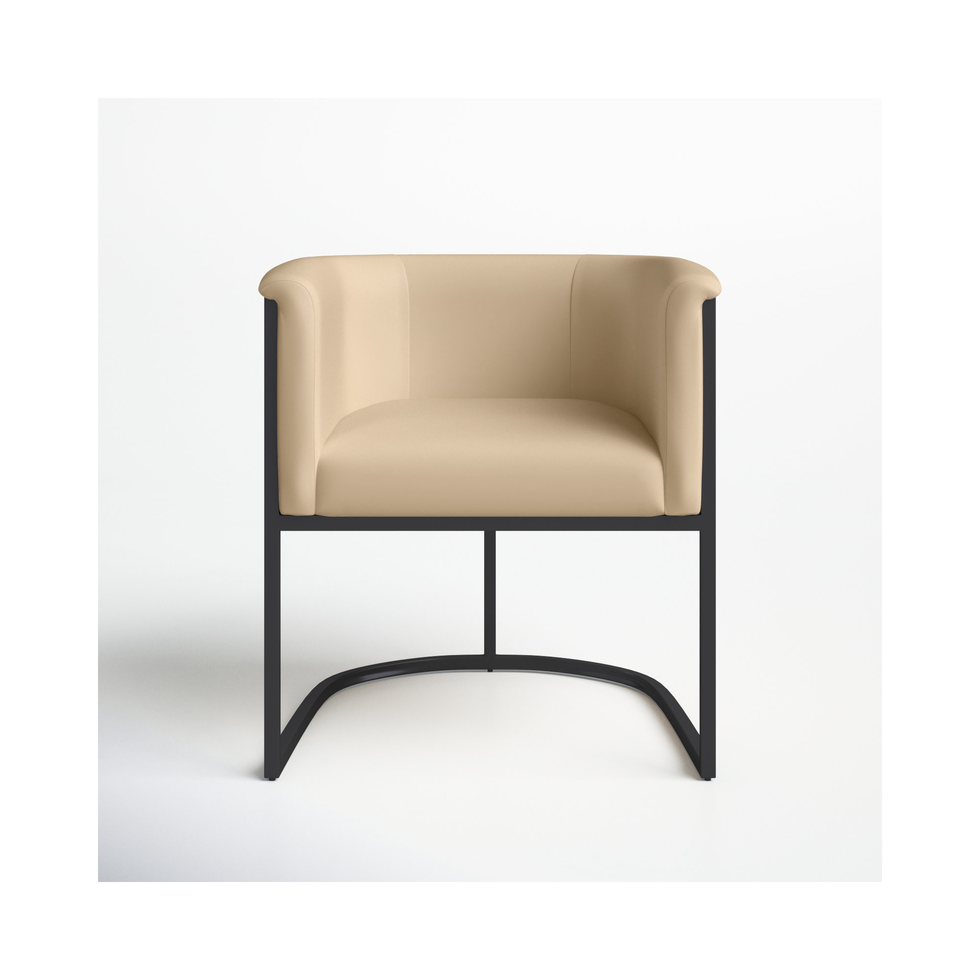 Virgil Faux Leather Upholstered Arm Chair, Tan