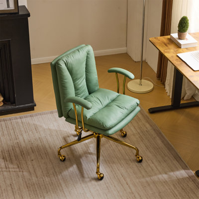 24" W Swivel Upholstered PU Office Chair