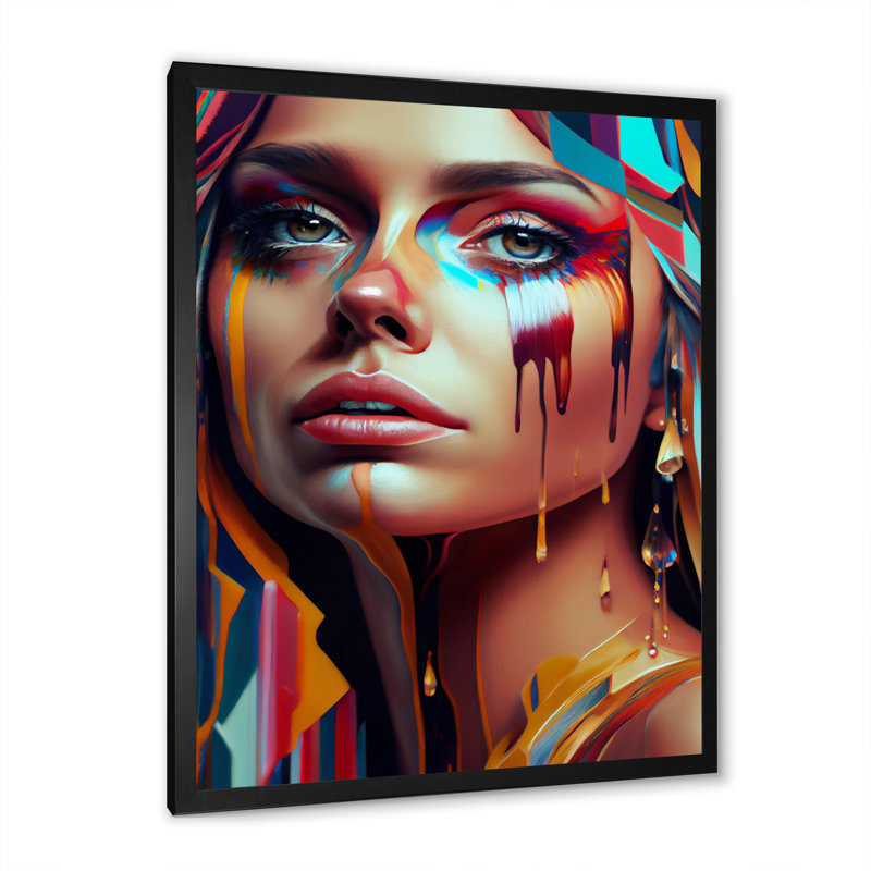 «Vibrant Creative Woman Portrait IV», impression sur toile, H 32 po x l 16 po x P 1 po, Cadre photo noir