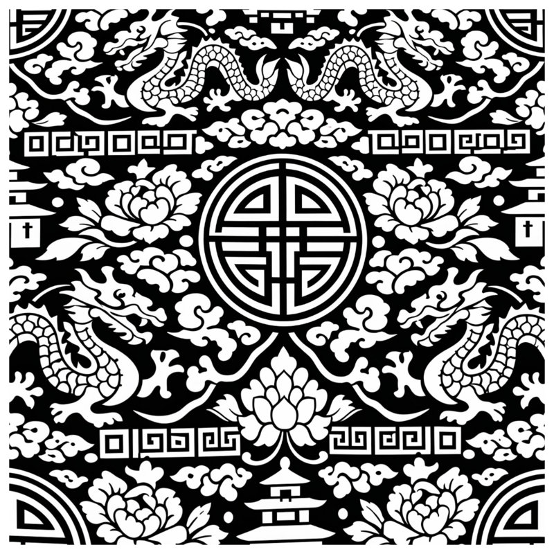 Housses de couette à motif de dragon noir et blanc, Très grand lit