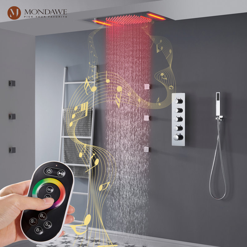 AquaRhapsody Luxury Complete Shower System with Bluetooth Music and LED, Chrome