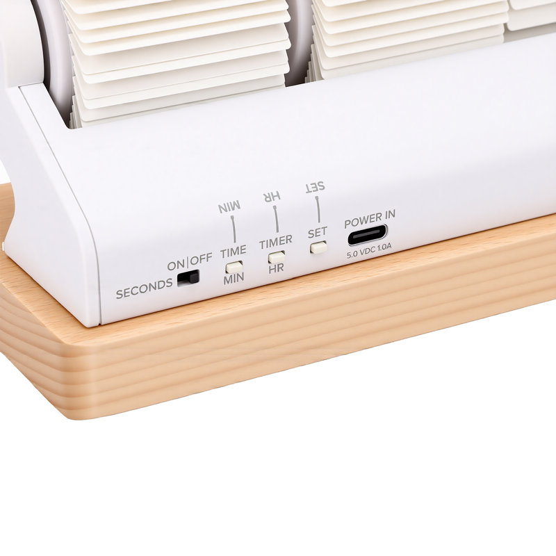 Réveil à bascule, mouvement mécanique à quartz, alimentation USB, style rétro, en bois, automatique, blanc, idéal pour la maison ou le bureau.