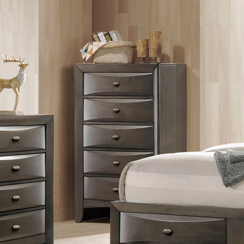 Commode style transitionnel 1pc Poignées ovales à 5 tiroirs