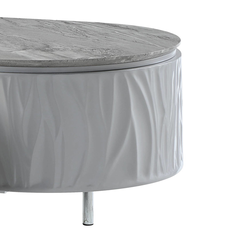 Table basse grise ultrabrillante avec rangement fonctionnel et look élégant pour l'espace de vie