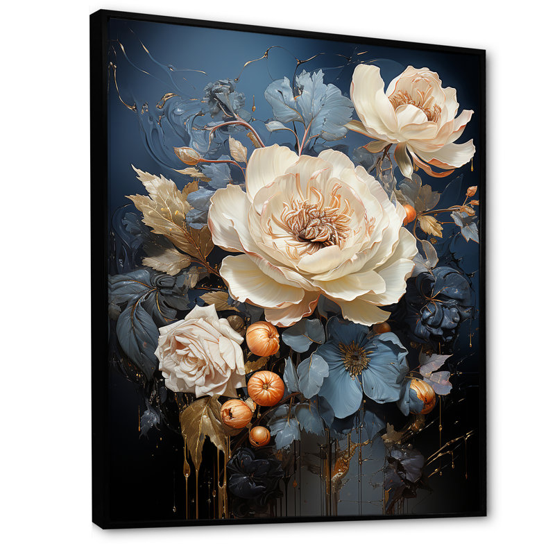 Harmonie mystique lotus II sur toile, Cadre flottant noir, H 32 po x l 24 po x P 1 po
