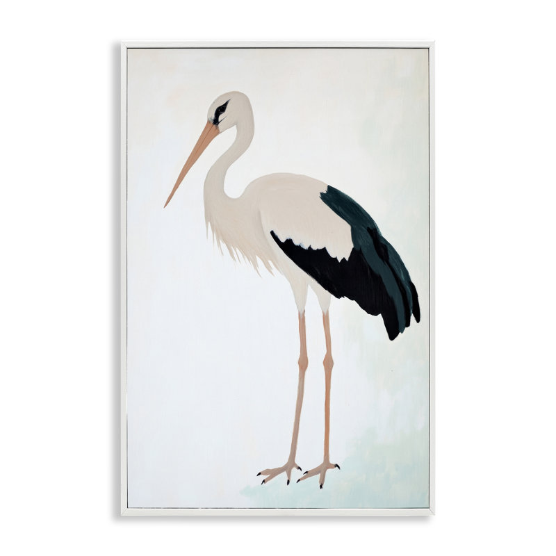 Giclée minimaliste de cigogne minimaliste, design par Sissi et Seb, H 18 po x l 12 po