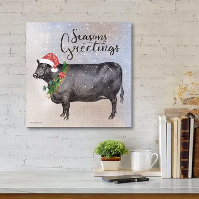 Reproduction d’art sur toile tendue « Noël rétro be Merry cow »