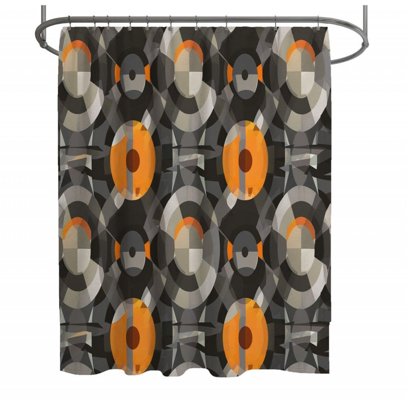 Rideau de douche gris et orange, H 93 po x l 70 po