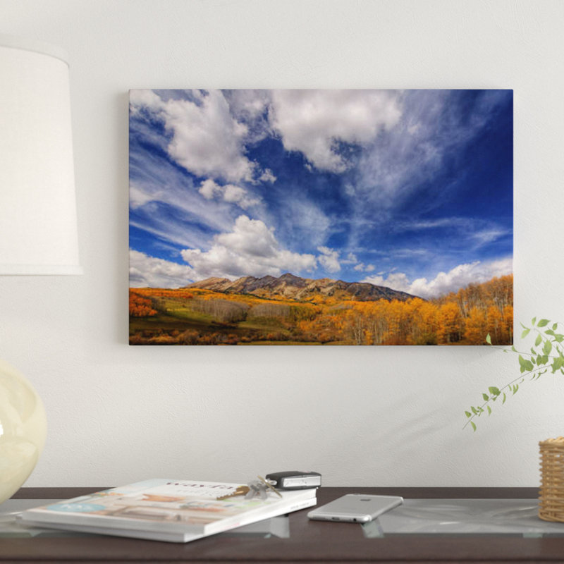 « automne vista » par bill sherrell, reproduction d’impression sur toile tendue, H 18 po x l 26 po x P 1,5 po, Pas de tapis