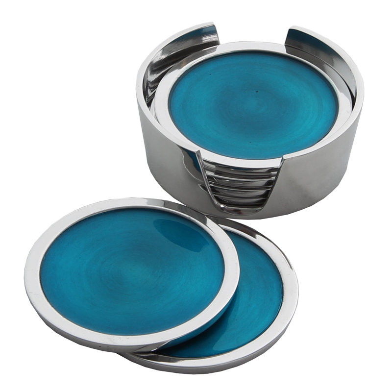 Recycled Aluminium Coasters, Aqua