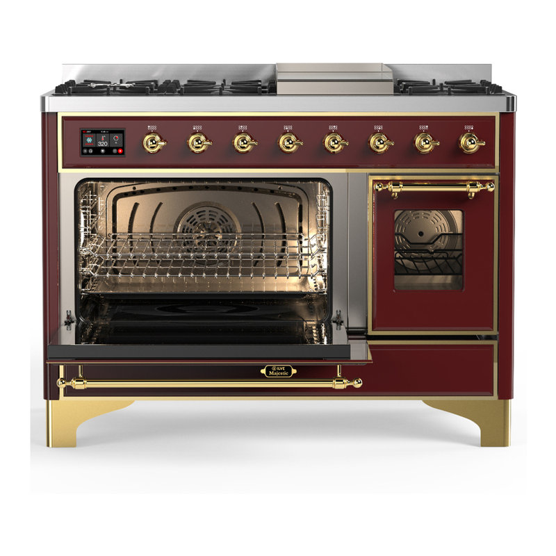 Majestic III Series 48 Inch Dual Fuel Range with 5 Sealed Burners, Griddle, Frenchtop in Matte Graphite (Liquid Propane, Burnished Trim)