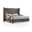 Chambre à coucher tête de lit à oreilles 1pc très grand lit avec tissu d'ameublement en tissu gris-898127531-898127528