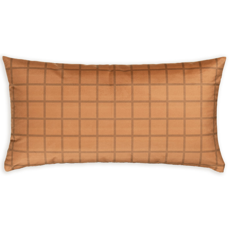 Coussin Mini Grid, 26 po x 14 po, Bourre en polyester, Carmel