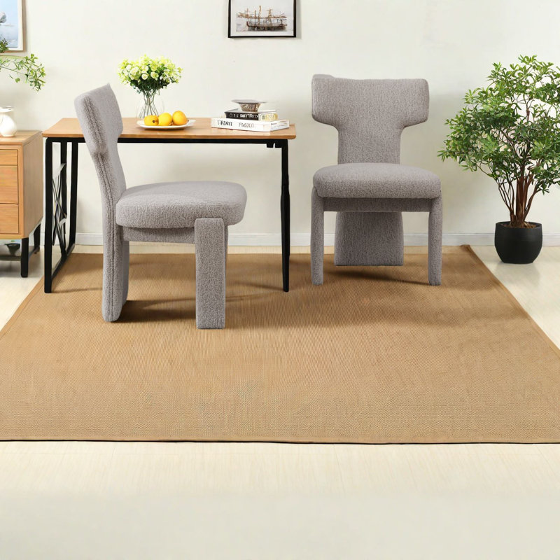 Chaises de salle à manger rembourrées Modern Chenille, pieds en bois d'hévéa, beige