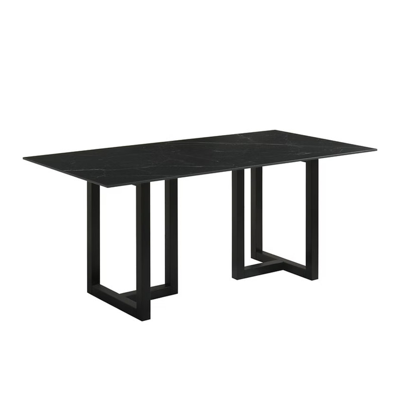 Table de salle à manger et 6 chaises Farrin, Noir, Gris