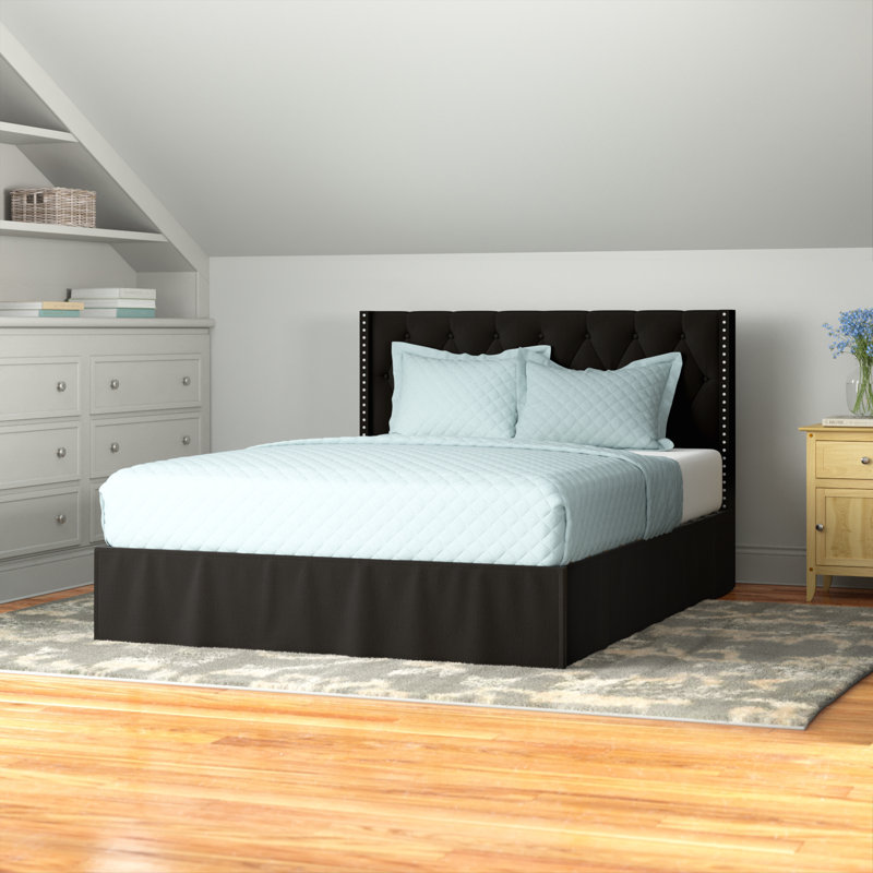 Bellamy Tufted Upholstered Platform Bed, Black, Queen