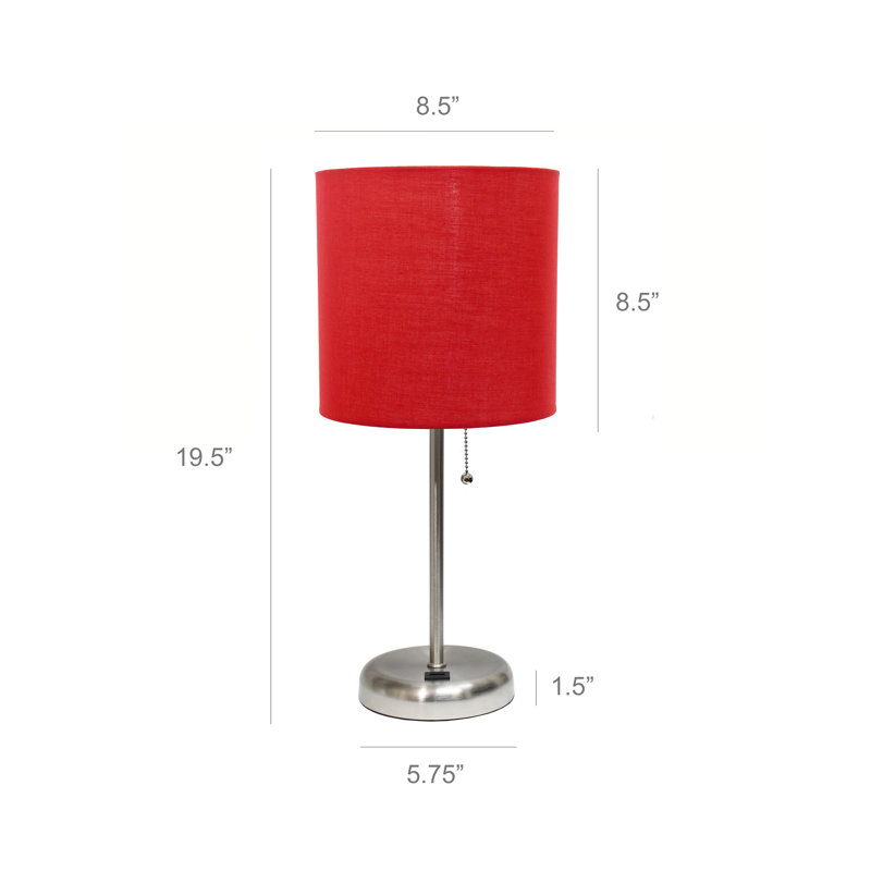 Delp Metal USB Table Lamp, Red, Silver, No
